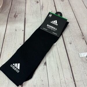 NWT Adidas Black Athletic Crew Socks baseball over the calf sz  szs M unisex